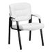 Flash Furniture Bureaustoel met middelhoge rugleuning, bureaustoel met gevoerde armleuningen en LeatherSoft-materiaal, ideaal voor thuiskantoor of kantoor, wit/zwart