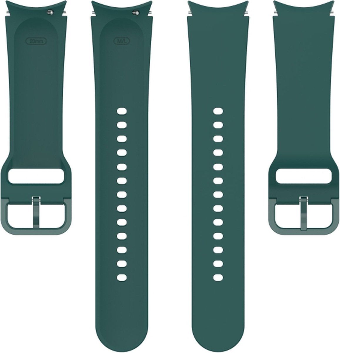Intercella Siliconen bandje - geschikt voor Samsung Galaxy Watch 4/Watch 4 Classic/Watch 5/Watch 5 Pro - maat S/M - donkergroen