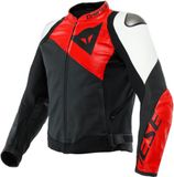 Dainese Sportiva Leren Jas Zwart Mat Lava Rood Wit