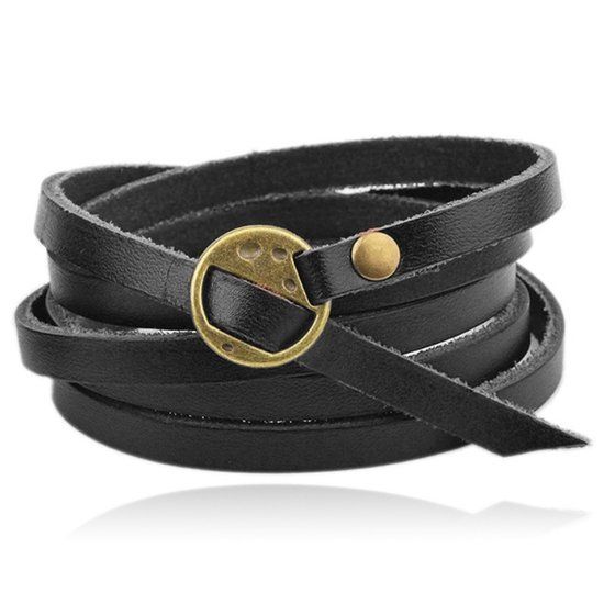 LGT JWLS LGT Jewels Leren Wikkelarmband Verstelbaar Zwart