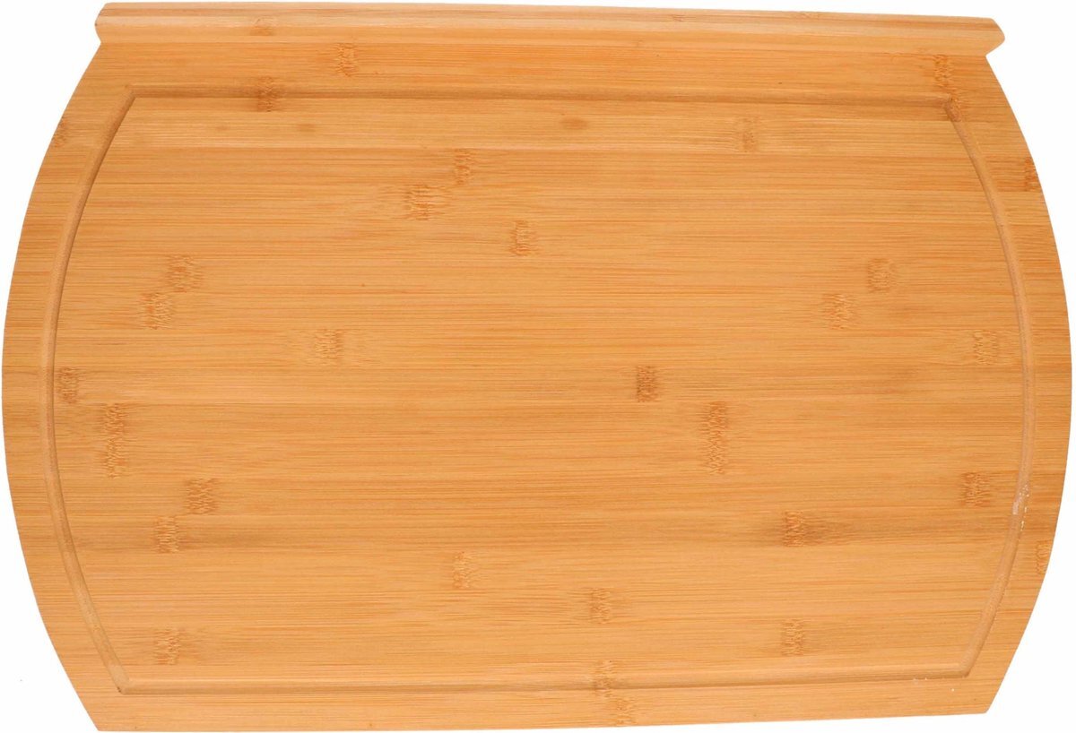 ZELLER Luxe bamboe houten snijplank met rand en sapgroef 50 cm - - Keukenbenodigdheden - Kookbenodigdheden - Snijplanken/serveerplanken - Houten serveerborden - Snijplanken van hout
