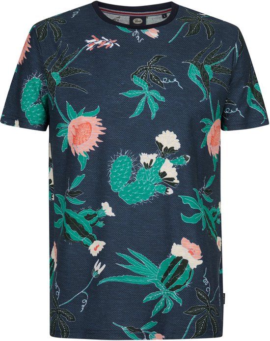 Petrol Industries Heren T-shirt met all-over print Carbón - Blauw - Maat S