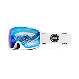 IMX RACING Peak Skibril Snowboardbril Drielaagse spons DualLens anti-kras anti-condens en UV-coating breedband met siliconen print