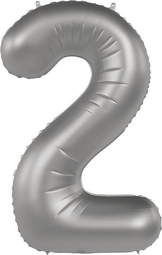 Folat Folieballon Cijfer 2 Moonlight Silver - 86 cm