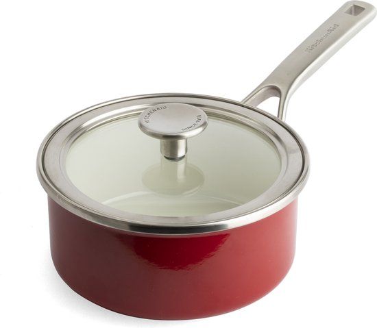 KitchenAid Steel Core Enamel Steelpan 16cm - Keizerrood - Inductie - PFAS-vrij