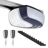 VEVOR Garagedeuropener 600 N, ultrastille riemaandrijving, voor privégarages, 4-delig railsysteem, 2 handzenders en LED-verlichting, bediening met één knop vanuit de auto, zwart-wit