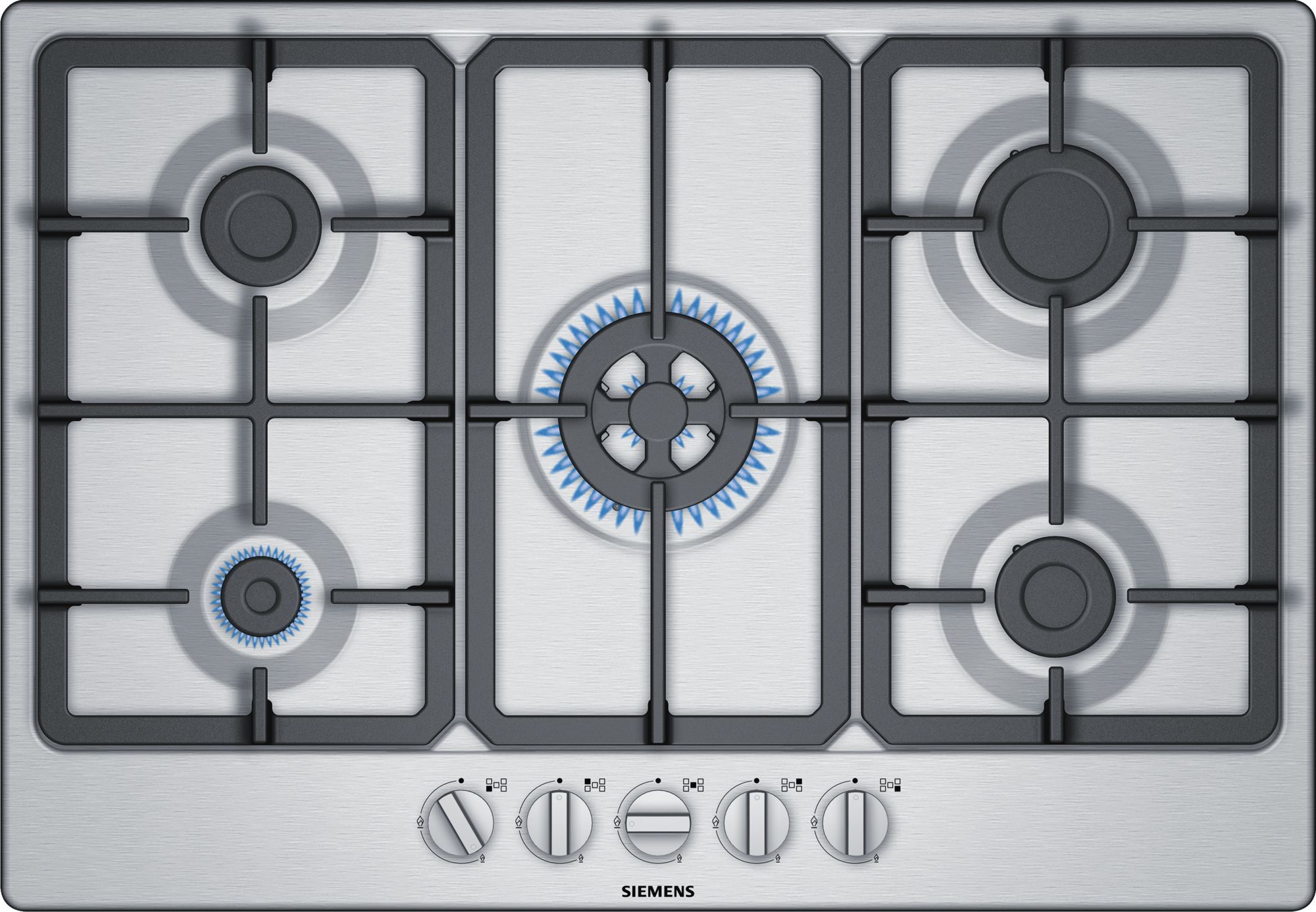 Siemens iQ300 EG7B5QB90 - Gas hob - 75 cm - Stainless steel - Built-in