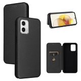 Motorola Étui à Rabat Motorola Moto G73 avec Porte-Cartes - Fibre de Carbone - Noir
