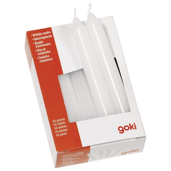 Goki 15051 - Verjaardagskaarsjes & taartsterretjes - wit - 10 stuks