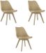 LEOBERT MARK Eetkamerstoelen – Set van 3 – Beige Kunststof met Kunstleren Zitkussen – Kunststof Poten – Comfortabele Zitting – Modern Design