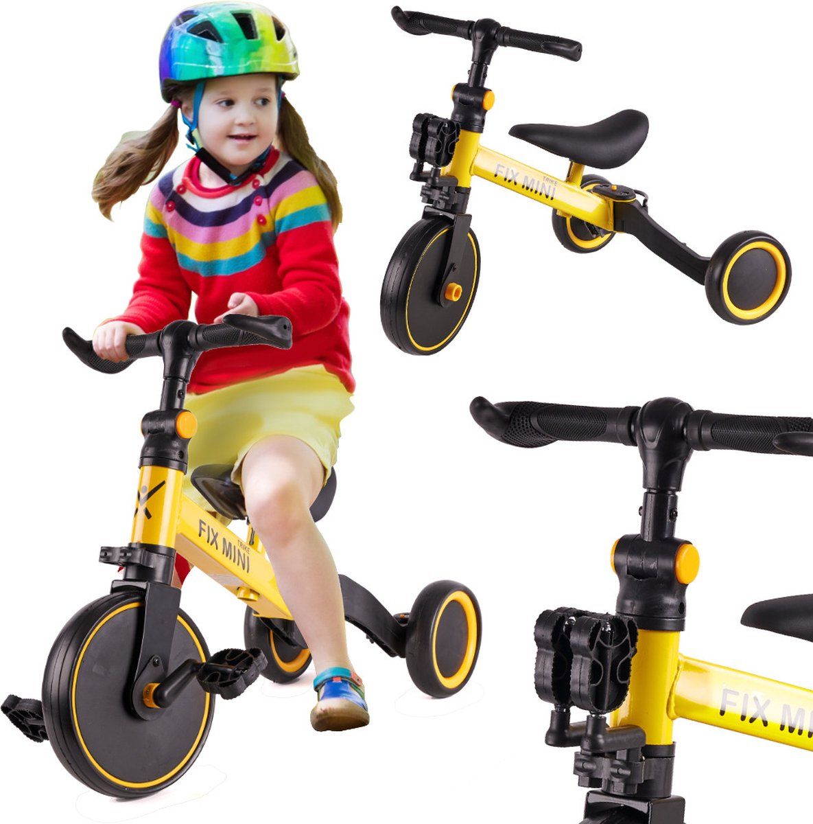 Fix Mini 3 in 1 Driewieler Trike - Geel Zwart