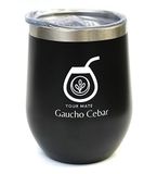 Gaucho Cebar Termolid Cups To Go 350 ml - geïsoleerde drinkbeker - roestvrijstalen drankbeker ideaal voor reizen, outdoor, thee, wijn, bier, yerba mate en meer (zwart)
