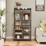 en.casa Boekenkast Belana 137x70x33 cm zwart en eikenkleurig