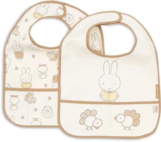 Jollein Slabbetjes Waterproof - 2 Stuks - Miffy Family Farm