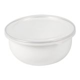 6 Enamelware 6 schalen met deksel, 700 ml, Ø 14 x 6,1 cm, wit, geëmailleerd ijzer