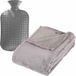 Atmosphera Fleece deken/plaid Lichtgrijs 130 x 180 cm en kruik 2 liter