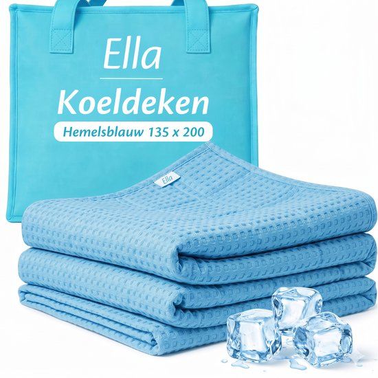 Koeldeken, Ella Sleeps Koeldeken 135x200 cm - 100% Bio-Tencel - Zelfkoelende deken - Hemelsblauw
