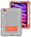 iPad Apple iPad mini6 2021 hoes met standaard, duurzame, schokbestendig, harde hybride drielaagse beschermhoes, softshell, Apple tablet, siliconen hoes (grijs + oranje)