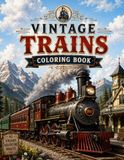Vintage Trains Coloring Book: Steam Locomotives, Scenic Railways and Classic Mountain Journeys for Adults