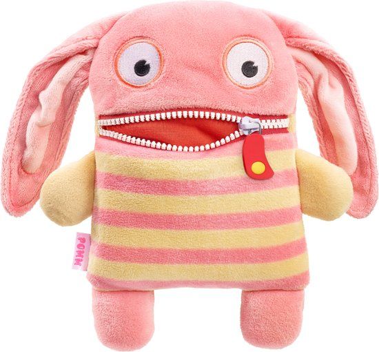 Zorgenvriendje Pomm Katoen Roze, Geel - Knuffel - 28 cm