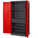 Jan Nowak Gereedschapskast TC02AM Werkplaatskast met schuifladen, vleugeldeuren, metalen kast, 3 planken, poedercoating, 185 cm x 92 cm x 50 cm (rood)