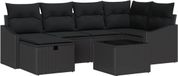 vidaXL Bankstel Zwart/ Zwart Poly Rattan