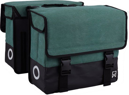Willex Dubbele Fietstas - Canvas - Reflectie - 48 liter - Groen/Zwart