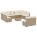 vidaXL 12-delige Loungeset met Kussens, Poly Rattan, Beige