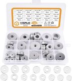Famanu – Platte sluitringen assortiment 240 stuks roestvrij staal 7 maten M3 tot M12