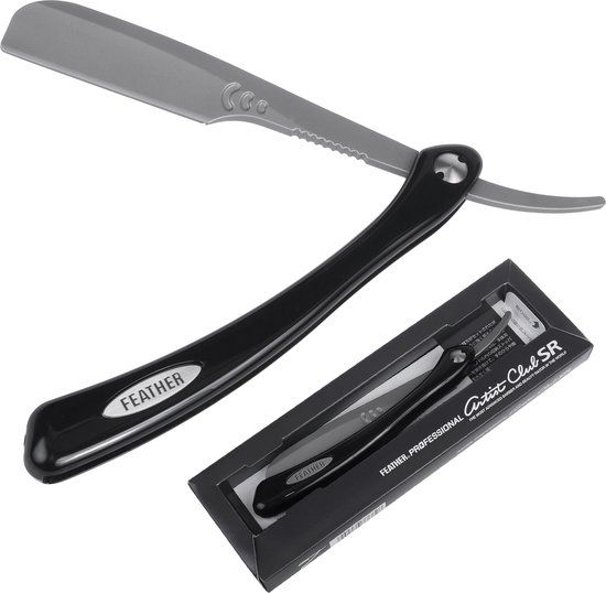 Feather Artist Club SR Wegwerp Blade Recht Scheermes Zwart - Geen Bladen Inbegrepen