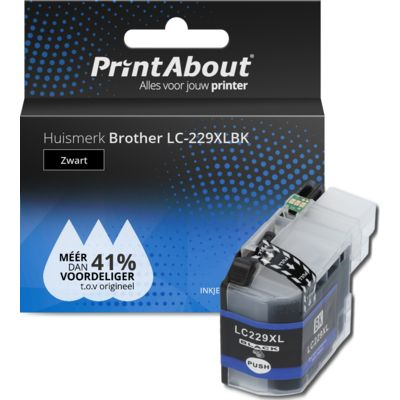 PrintAbout Huismerk Brother LC-229XLBK Inktcartridge Zwart Extra hoge capaciteit