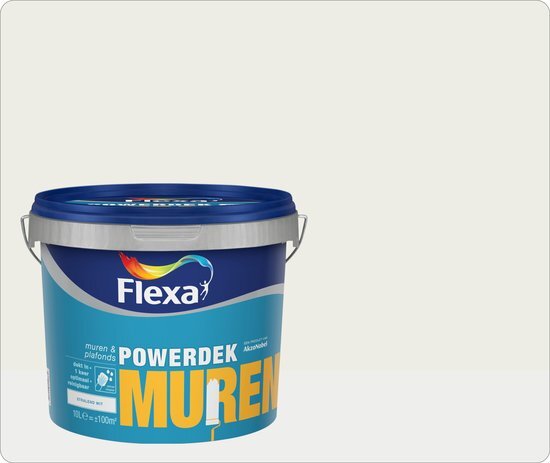 FLEXA Powerdek Muurverf - Muren & Plafonds - 9010 - 10 liter