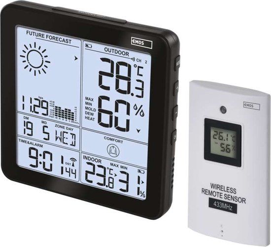 Emos E5080 Digitale Weerstation - Zwart - LED - Batterij/Accu