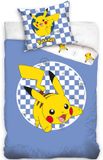 Pokémon Carbotex Pikachu Dekbedovertrek blauw - 140 x 200 cm - 70 x 90 cm