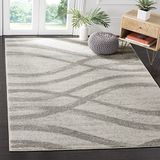 SAFAVIEH Adirondack Collection Modern Wave-tapijt voor woonkamer, eetkamer, slaapkamer, laagpolig, crème en grijs, 122 x 183 cm