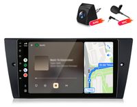 Awesafe BMW Autoradio 4+64 Go avec caméra et microphone, compatible avec les modèles BMW Série 3 (E90, E91, E92, E93) de 2005 à 2011. Caractéristiques : Carplay, Android Auto, radio multimédia, GPS, navigation, Wi-Fi, Bluetooth, DAB+, RDS,au volant, écran de 9
