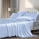 P Pothuiny 6-delige zijdeachtige satijnen beddengoedset voor kingsize bed, 1 hoeslaken met diepe cups, 1 laken en 4 kussenslopen, babyblauw