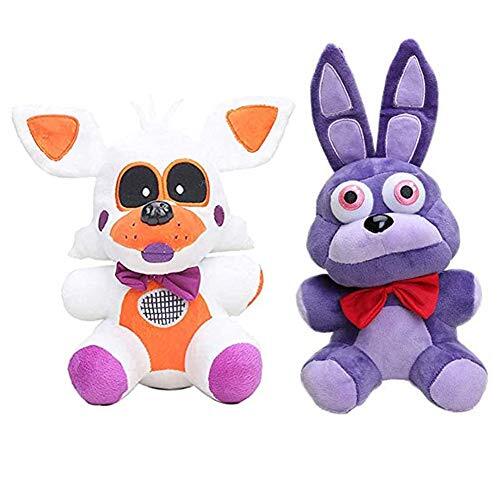 Zhongkaihua Lolbit + Nachtmerrie Bonnie Set Vijf Nachten Bij Freddy's Pluche Set Fnaf Pluchen Fnaf Toys Zus Locatie voor Kids Kerstmis Nieuwjaar Verjaardagscadeau