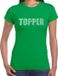 Bellatio Decorations Shoppartners Bv Glitter Topper t-shirt groen met steentjes/ rhinestones voor dames - Glitter kleding/ foute party outfit XL