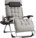 SONGMICS Lit de jardin pliable, chaise longue, coussin amovible, chaise de jardin, cadre en acier, fauteuil de relaxation supportant jusqu'à 110 kg, appui-tête réglable, sac, plateau, pour balcon, gris clair
