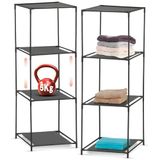 Avilia Ruimtebesparend schoenenrek met 3 planken van stof, set met 2 modulaire planken, 34 x 34 x 98 cm, veelzijdige boekenkast voor badkamer, keuken en woonkamer, licht en robuust voor voorwerpen