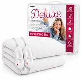 Mylek Elektrische deken Super kingsize bed getailleerde verwarmde matrashoes dubbele bediening met elastische rok - afmeting 203 x 182 cm x 40 cm - bescherming tegen oververhitting - snel opwarmen -