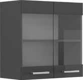 Vicco R-Line Glazen keukenkast – 60 cm Antraciet Hoogglans