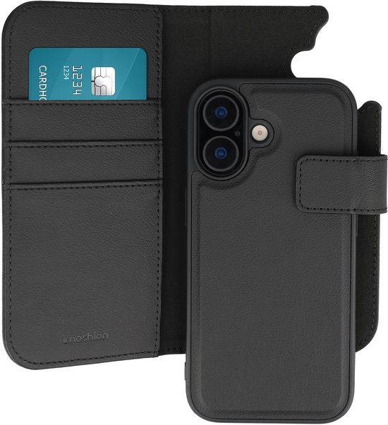 imoshion Hoesje - Geschikt voor Apple iPhone 17 - Uitneembare 2-in-1 Luxe Bookcase - Zwart