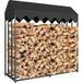 Range Bûches Extérieur 186x70x185cm, Étagère À Bûches En Acier Noir, Housse Protection 600d Oxford Incluse, Capacité 1,9 m³/h, Idéal Stockage Bois De Chauffage Pour Jardin Terrasse.
