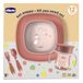 Chicco Serviesset, bevat 1 kopje, set met 1 kom en 1 platte borden en bestek, vork en lepel, spennenset voor kinderen, 12 maanden, roze