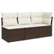 Banc de jardin en polyrésine 3 places avec coussins marron