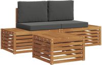 vidaXL Buiten bankenset Natuurlijk en Antraciet 59 x 59 x 37 cm