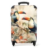 NoBoringSuitcases.com handbagage koffer, reiskoffer met rollen, TSA-slot, hardcase koffer, trolley 55x40x20 cm (Tukane - Beige)