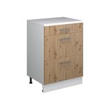Vicco Keukenkast voor schuine wand R-Line, Artisanaal eiken, 60 cm zonder schuine kant met 3 lades